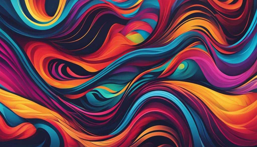 A vibrant abstract background with wavy lines, enhanced through the unique use of sound design.