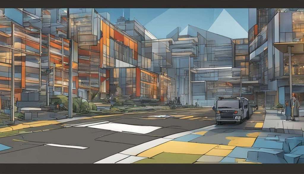 A visually captivating painting showcasing a futuristic cityscape.