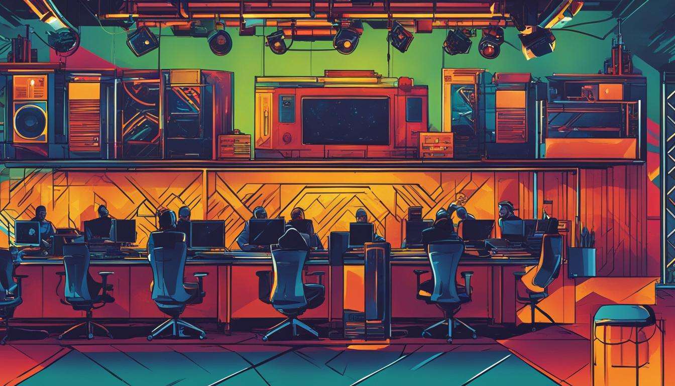 A vibrant illustration of a gaming room created by a talented SA production company.