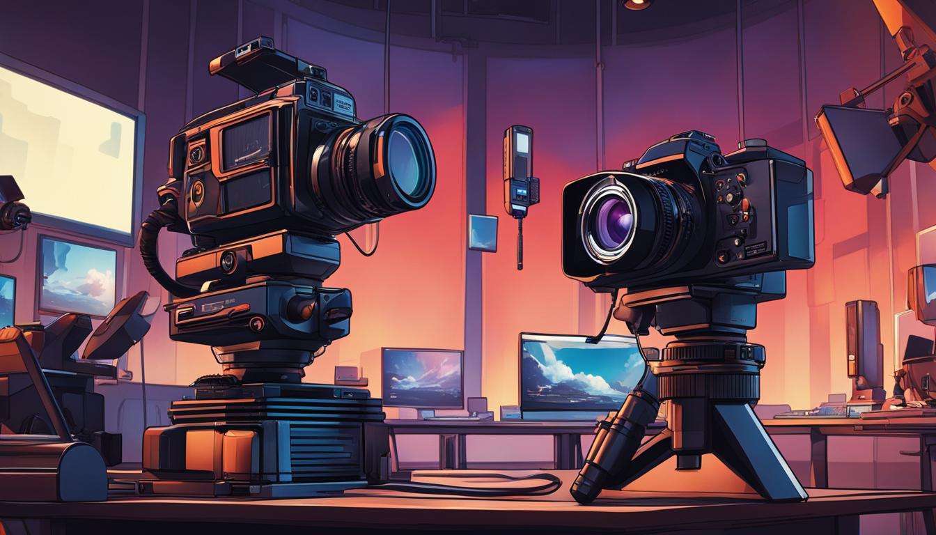 A cartoon illustration of a camera and monitor showcasing the creativity of SA production companies.